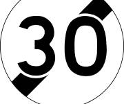 Coloriage Panneau de vitesse maximale 30KM