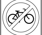 Coloriage Panneau interdit les v&eacute;lo
