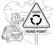 Coloriage Panneau rond-point