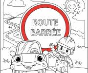 Coloriage Panneau route barr&eacute;e