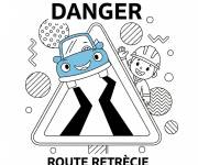 Coloriage Panneau route r&eacute;tr&eacute;cie