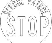 Coloriage Panneau Stop &agrave; la patrouille scolaire en Nouvelle-Z&eacute;lande