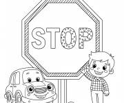 Coloriage Panneau Stop pour petits