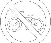 Coloriage Panneaux d'interdiction de circuler &agrave; v&eacute;lo