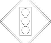 Coloriage Panneaux de signalisation de feux de circulation