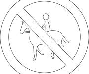 Coloriage Panneaux de signalisation Interdit aux cavaliers