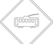 Coloriage et dessins gratuit Panneaux de signalisation pour passage du tramway à imprimer