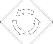 Coloriage Panneaux de signalisation rond-point