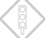 Coloriage Panneaux Feux de signalisation proche