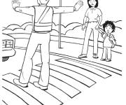 Coloriage Respecter les panneaux de signalisation