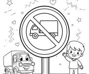 Coloriage Sens interdit aux poids lourds