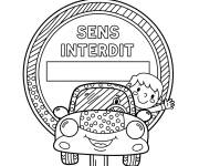 Coloriage sens interdit de dessin anim&eacute;