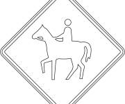 Coloriage Signe de Passage &agrave; Chevaux