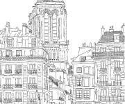 Coloriage Architecture de Paris d&eacute;taill&eacute;