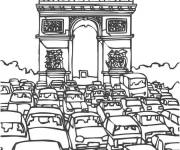 Coloriage et dessins gratuit Embouteillage dans les rues de Paris à imprimer