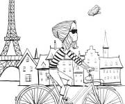 Coloriage et dessins gratuit Fille parisienne &agrave; Paris à imprimer