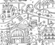 Coloriage Gare de l'est &agrave; Paris 