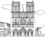 Coloriage Illustration de Cath&eacute;drale de Paris