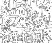 Coloriage Jardin du Luxembourg &agrave; Paris