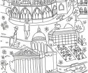 Coloriage Le Panth&eacute;on et le quartier latin &agrave; Paris