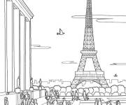 Coloriage et dessins gratuit Les touristes qui visitent Paris à imprimer