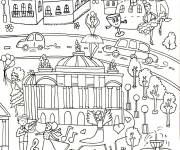 Coloriage Moulin Rouge de Montmartre &agrave; Paris