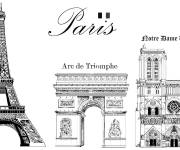 Coloriage Notre Dame de Paris Arc de triomphe et le tour Eiffel