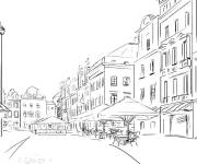 Coloriage Paris dans un tableau de paysage urbain