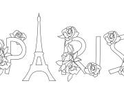Coloriage Paris d&eacute;cor&eacute; avec des fleurs