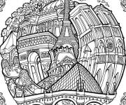 Coloriage Paris difficile pour adultes