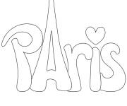 Coloriage et dessins gratuit Paris en texte vectoriel à imprimer