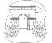 Coloriage et dessins gratuit Paris et Arc de Triomphe facile à imprimer
