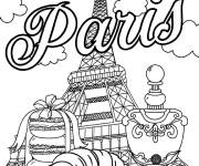 Coloriage Paris, parfums et croissant