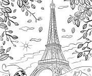 Coloriage Paris pendant l'automne