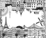 Coloriage Paris se plie comme dans Inception