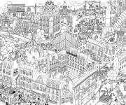 Coloriage Paris vue complexe