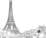 Coloriage Paris vue du balcon