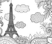 Coloriage Paris zentangle