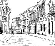Coloriage Paysage de rue de Paris vide