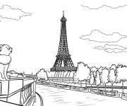 Coloriage Quai de Seine qui passe par Paris