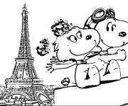 Coloriage Sc&egrave;ne Snoopy &agrave; Paris