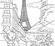 Coloriage et dessins gratuit Un chef parisien qui apporte deux baguettes à imprimer
