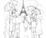 Coloriage et dessins gratuit Une famille parisienne à imprimer