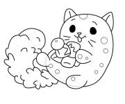 Coloriage Snacks le chat qui joue de Pikmi Pops