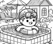Coloriage et dessins gratuit Chambrere et piscine pour enfants à imprimer