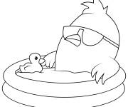 Coloriage Cool Chick dans la piscine gonflable avec son jouet
