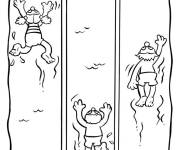 Coloriage Course de natation dans la piscine vue de haut