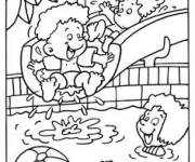 Coloriage Du tobagon au piscine