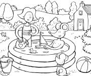 Coloriage Emma et louis dans la piscine de dessin anim&eacute;
