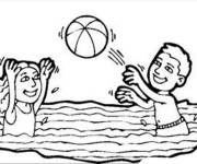 Coloriage et dessins gratuit Enfants jouant au volley dans la piscine à imprimer